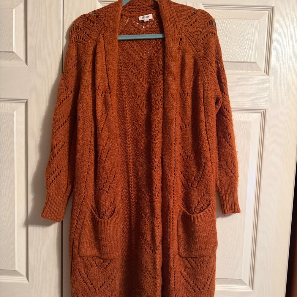 a.n.a Rust Open-Front Cardigan